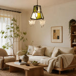 Cargar imagen en el visor de la Galería, Warm room scene with sprout green shell pendant