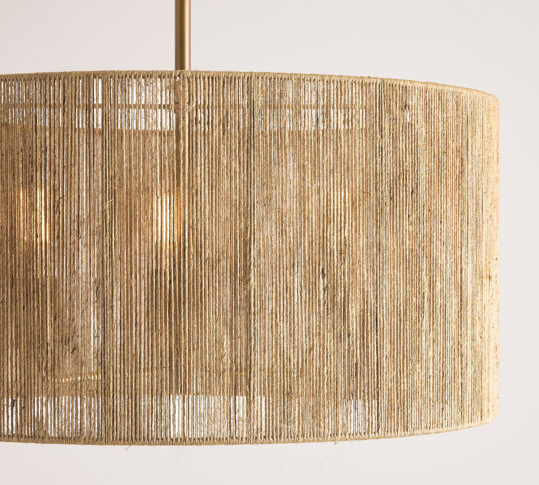 Dumora Farmhouse Drum Pendant Light - Woven Shade With Brass Accents