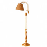Load image into Gallery viewer, Vintage Wood and Fabric Floor Lamp
