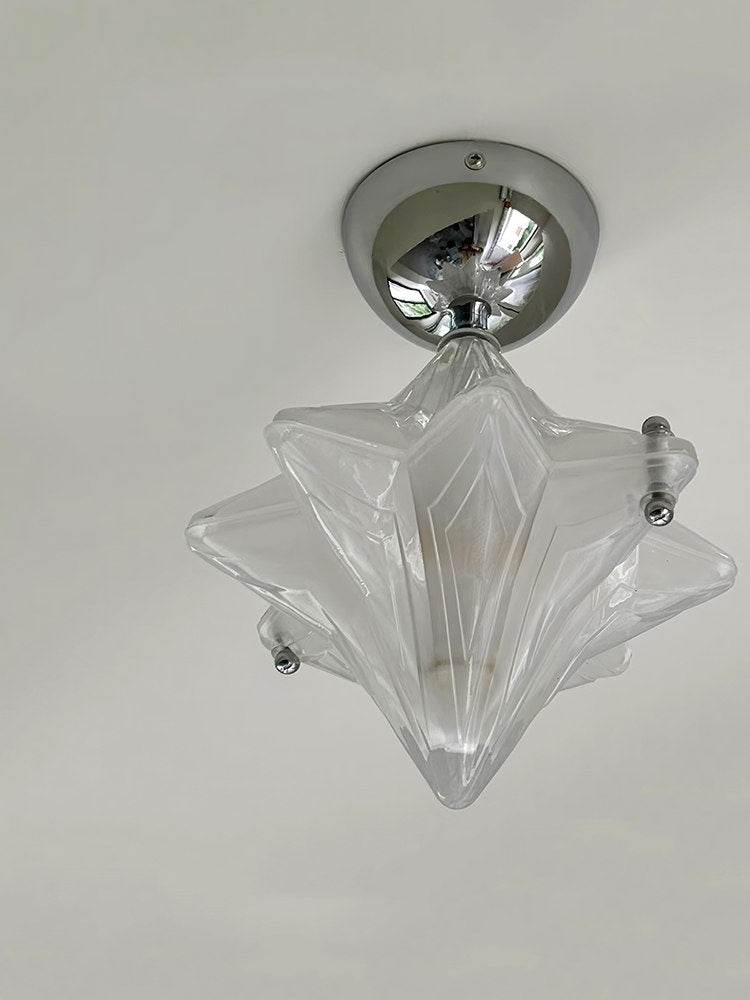 Plafonnier Art Déco Étoile – Luminaire en verre dépoli pour couloir et entrée – Astris Ceres 
