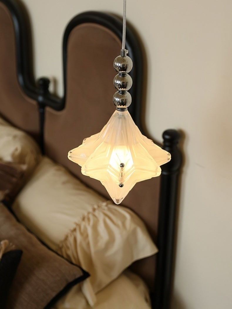 Lámpara colgante Art Déco Star de cristal esmerilado con estilo geométrico - Astris Elara 