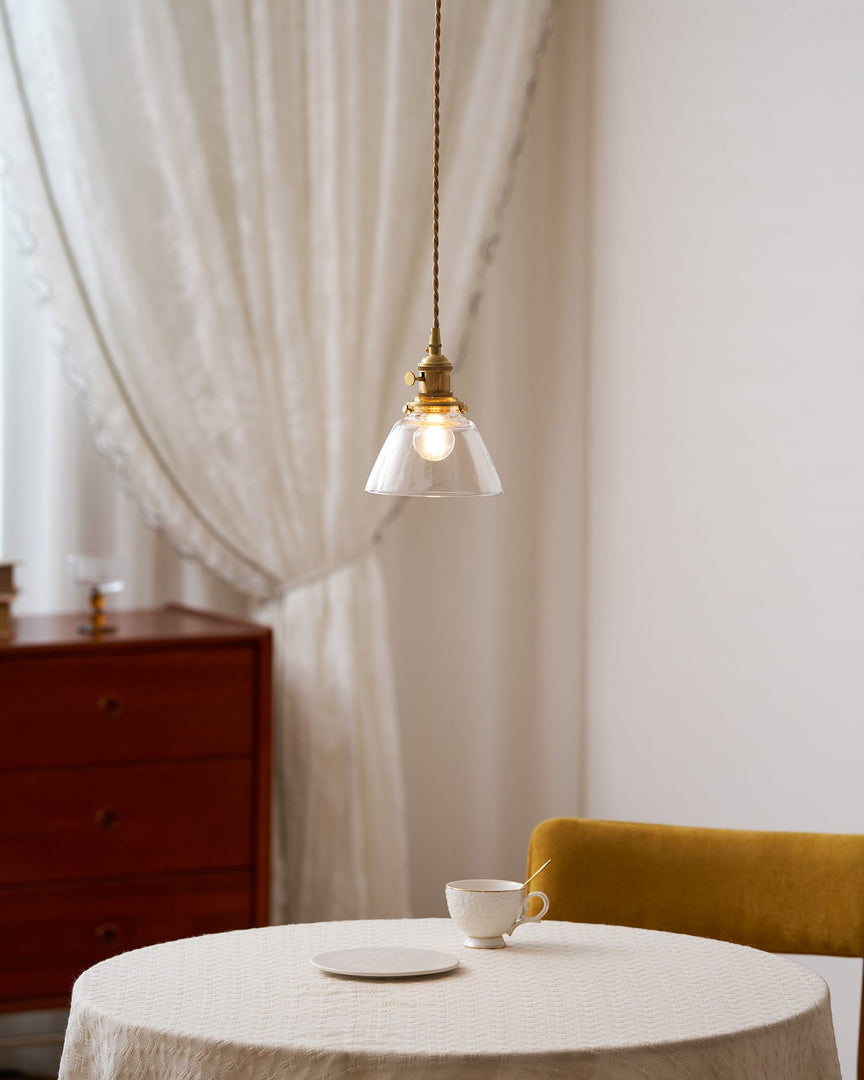 Brass Glass Hardwired Pendant Lamp