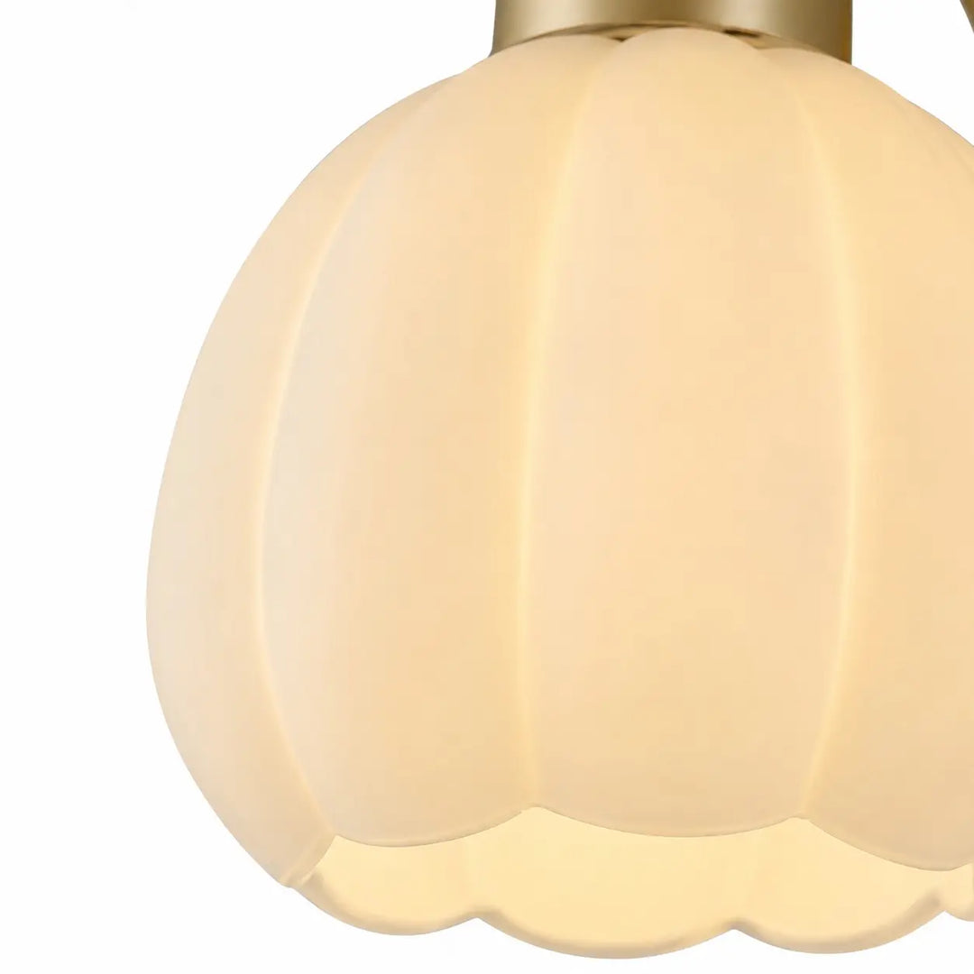 Close-up of the milk glass flower petal shade