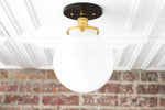 Bild in der Galerieansicht laden, Glorica Glass Mid Century Semi Flush Ceiling Light - White Opal Glass Globe Fixture
