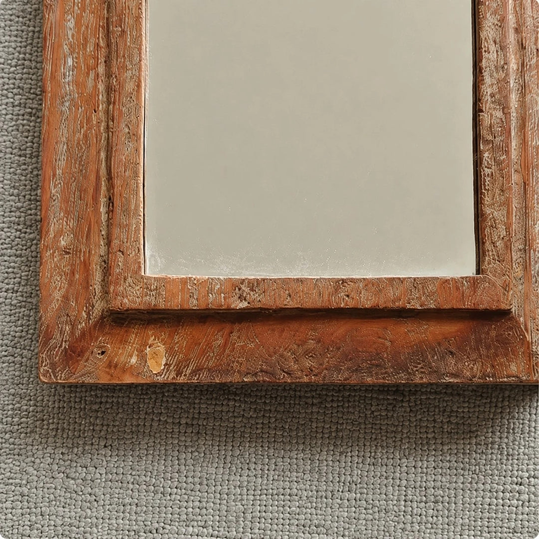 Rustic Carved Wood Arch Wall Mirror image 7