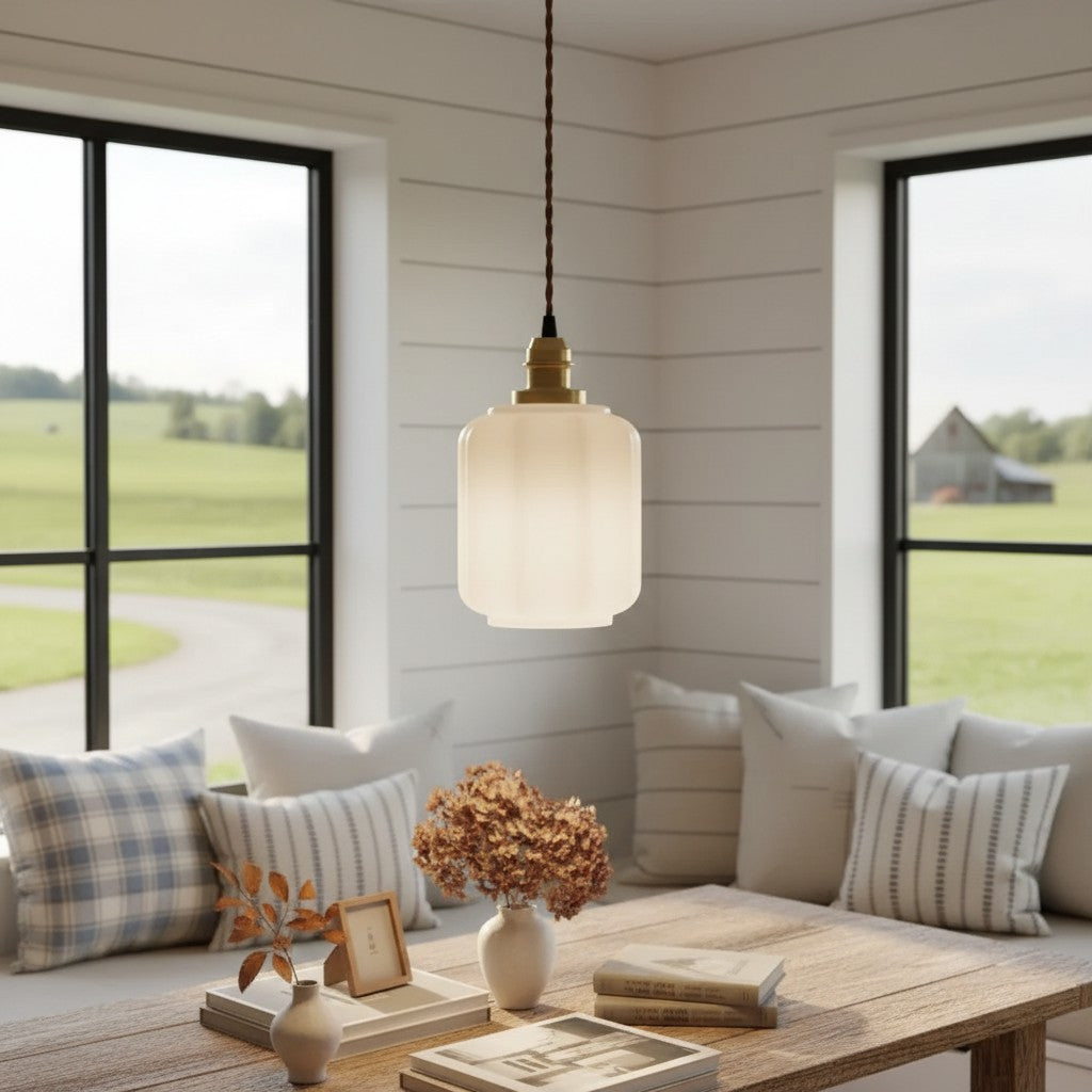 Lámpara colgante de linterna de vidrio creativa Glassora - Luz colgante elegante para cocina o dormitorio U15