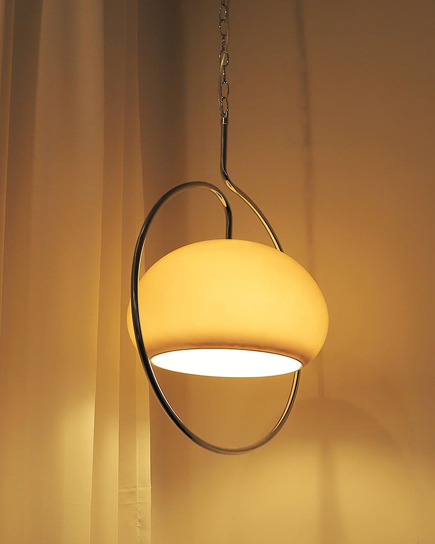Rounded Glass Chrome Swag Pendant Light