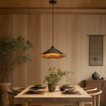Bild in Gallery-Viewer laden, Wooden pendant light above a dining table