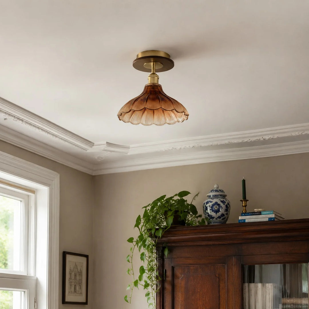 Ribbed glass ceiling light detail 2