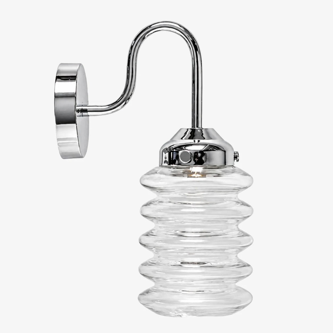 Clear ribbed glass chrome wall sconce