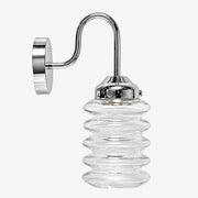 Clear ribbed glass chrome wall sconce