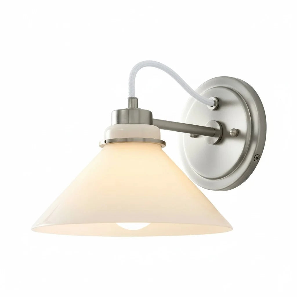 Aplique de pared Aurenza con brazo curvo y forma de globo: lámpara de pared industrial moderna para baño, dormitorio y pasillo.