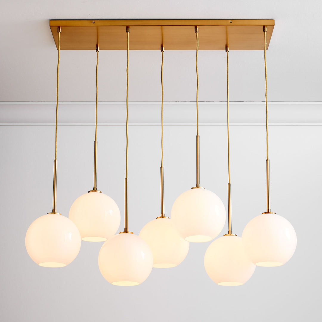 Selvion Eleganter 7-Licht Kugel Kronleuchter – Glas Pendelleuchte