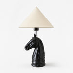 Bild in Gallery-Viewer laden, Black cone shade horse head table lamp