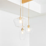 Load image into Gallery viewer, Merin Mixed Sculpture Glass and Metal Triple Chandelier
