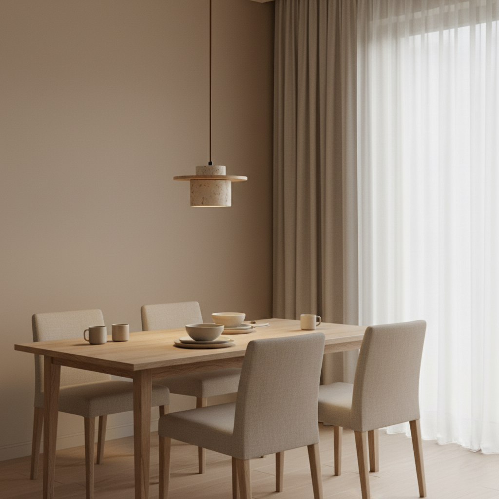 Lámpara colgante vintage de travertino estilo japonés