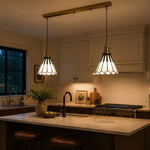 Load image into Gallery viewer, Double fluted pendants in a warm kitchen