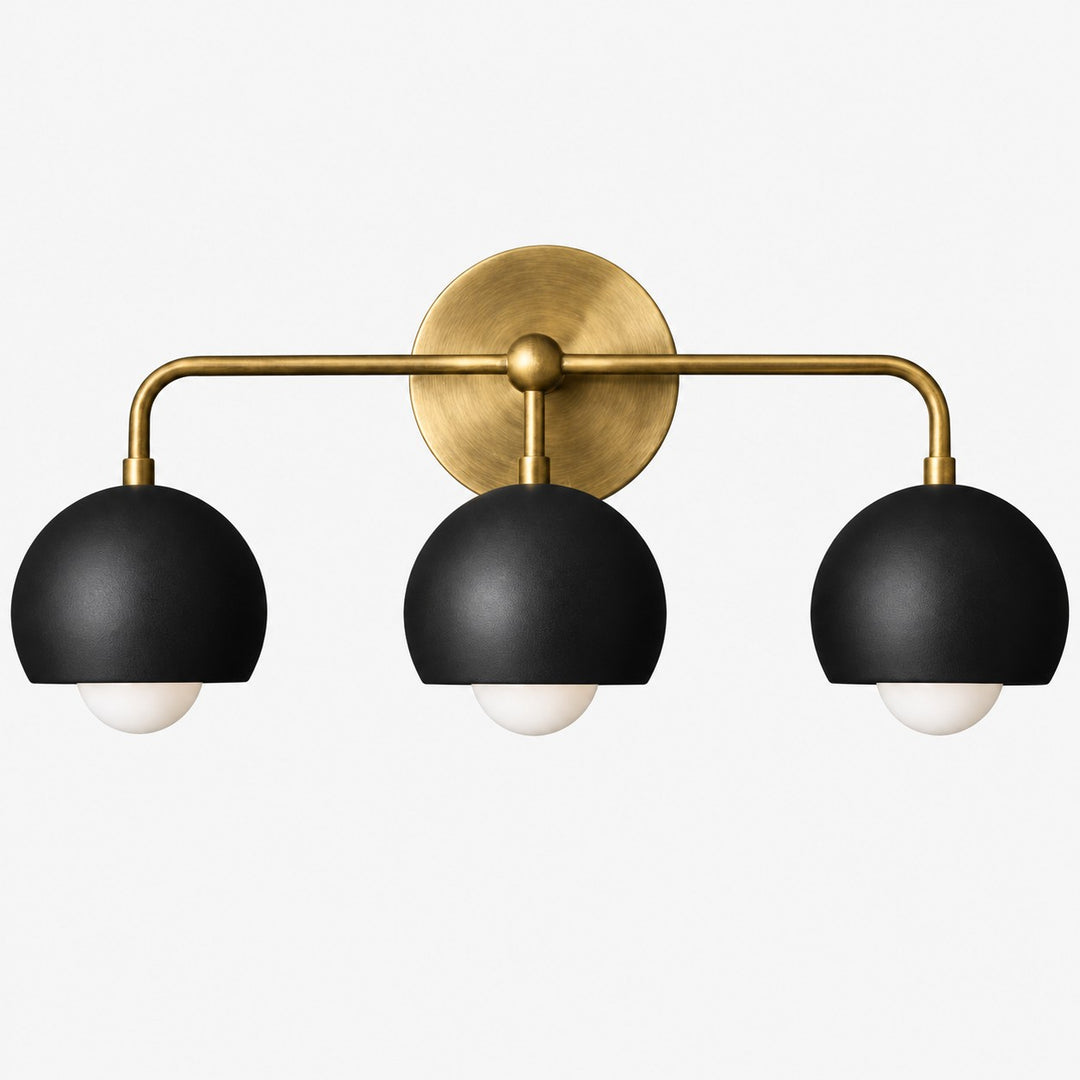 Open Rim Globe Shade Raw Brass Vanity Light