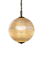 Bild in der Galerieansicht laden, Globus Rippenglas Pendelleuchte – Vintage Globus Deckenleuchte mit schlankem modernem Aussehen

