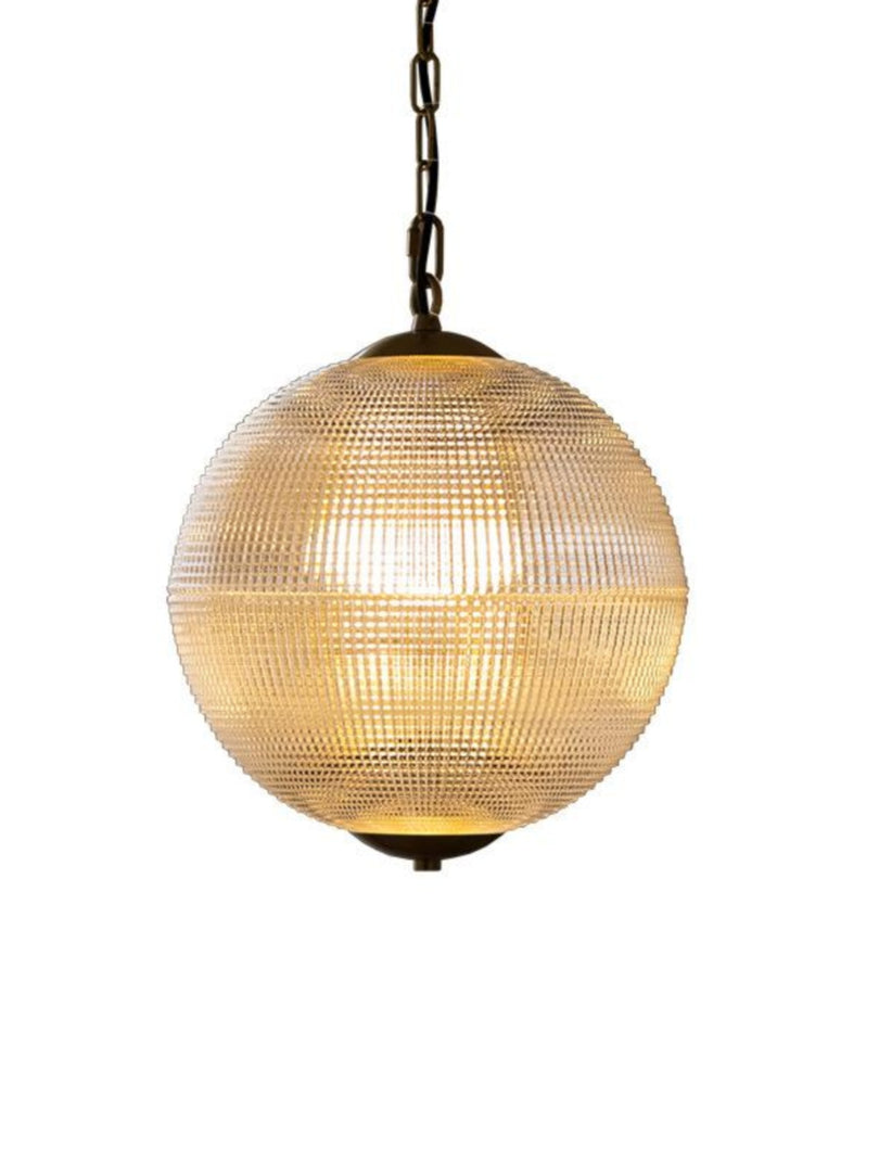 Globus Rippenglas Pendelleuchte – Vintage Globus Deckenleuchte mit schlankem modernem Aussehen