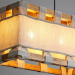 Cargar imagen en el visor de la Galería, Wood frame close-up on warm fabric pendant lamp