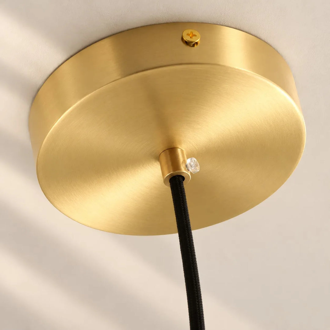 Brass Rippled Frosted Glass Pendant Light