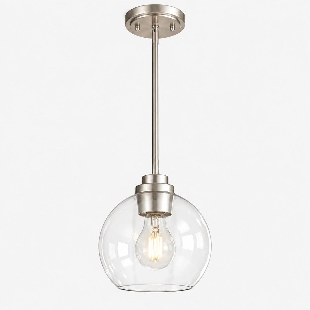 Modern Clear Glass Pendant Light for Kitchen Island and Foyer