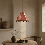Load image into Gallery viewer, Patchwork Fabric Pom-Pom Pendant Light