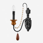 Load image into Gallery viewer, Black Beaded Candle Wall Sconce