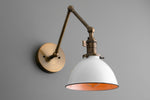 Cargar imagen en el visor de la Galería, Conique Metal Vintage Industrial Swing Arm Wall Lamp - Adjustable Dome Shade for Study
