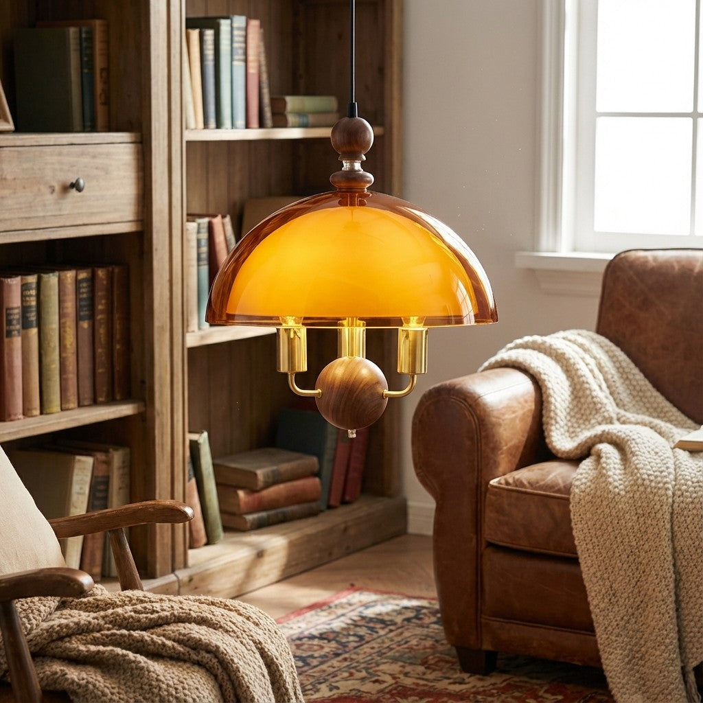 Lanterne suspendue médiévale Sunset Afterglow avec abat-jour en acrylique français pour salle à manger et hall d'entrée