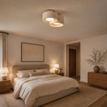 Bild in Gallery-Viewer laden, Two head travertine ceiling light in a calm bedroom
