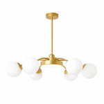 Load image into Gallery viewer, Standard gold 6-light milk glass chandelier