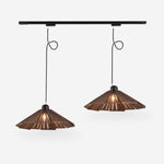Bild in Gallery-Viewer laden, Walnut A two light track wooden pendant light 35cm