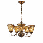 Load image into Gallery viewer, Amber Ruffle Glass Brass Chandelier