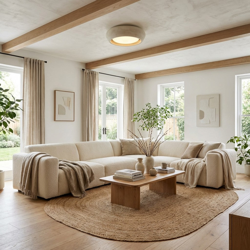 Luminaire de plafond en béton minimaliste Monocem – Applique encastrée élégante pour salon