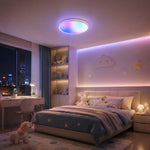 Load image into Gallery viewer, Colorful ceiling light glow in a compact bedroom