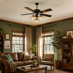 Cargar imagen en el visor de la Galería, Industrial Ceiling Fan Light with Wood or Iron Blades