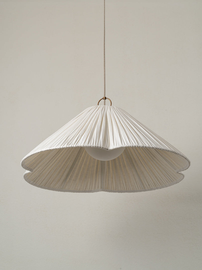 Luminella Soft Pleated Scalloped Fabric Pendant – Modern Sculptural Ceiling Light for Living Room