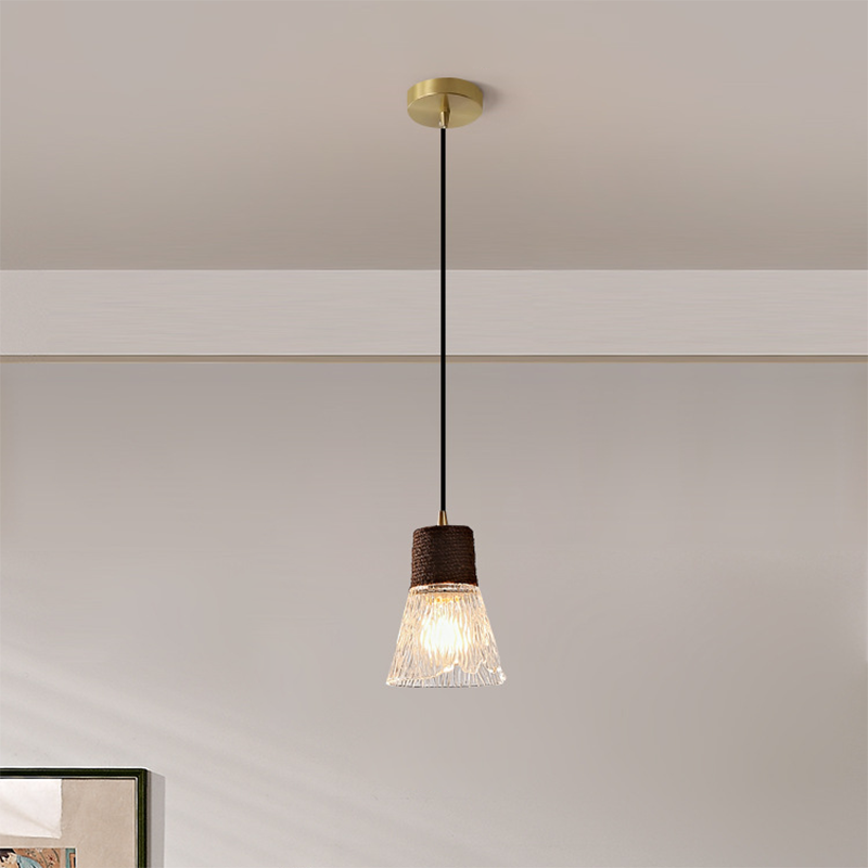 Nordische Hanfseil Glas Pendelleuchte