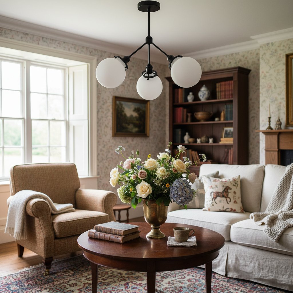 Glorica Glass Opal Globe Semi-Flush Ceiling Light – Modern Mid-Century Dining Room Fixture