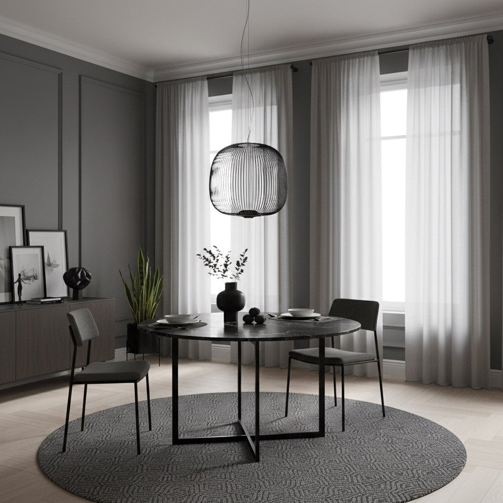 Lámpara de suspensión minimalista Radiloop - Diseño inspirado en farol de metal para comedor N48