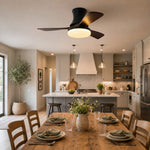 Bild in Gallery-Viewer laden, Black walnut ceiling fan light above a dining table