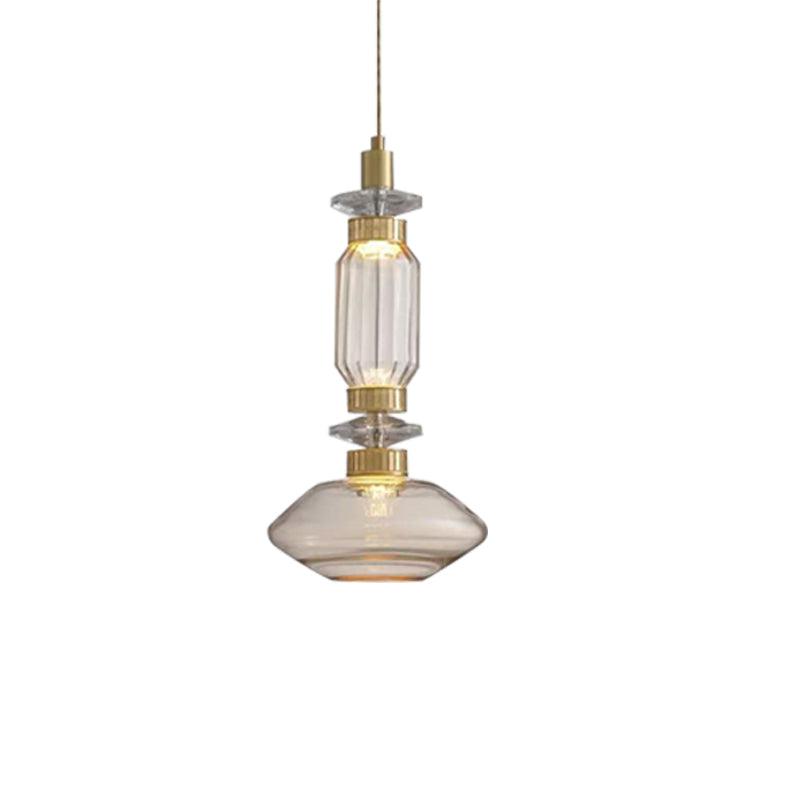Suspension contemporaine - Fer, métal, verre, or, marron, résistante à l'humidité