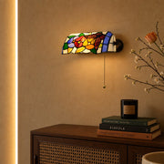 TF Tivanny Floral Stained Glass Wall Light - Tiffany Inspired Wall Sconce for Bedroom or Hall Decor