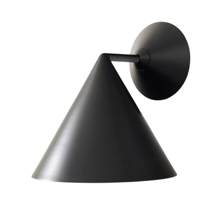 Aplique de pared cónico de metal Brivana: aplique de pared moderno para exteriores con pantalla cónica