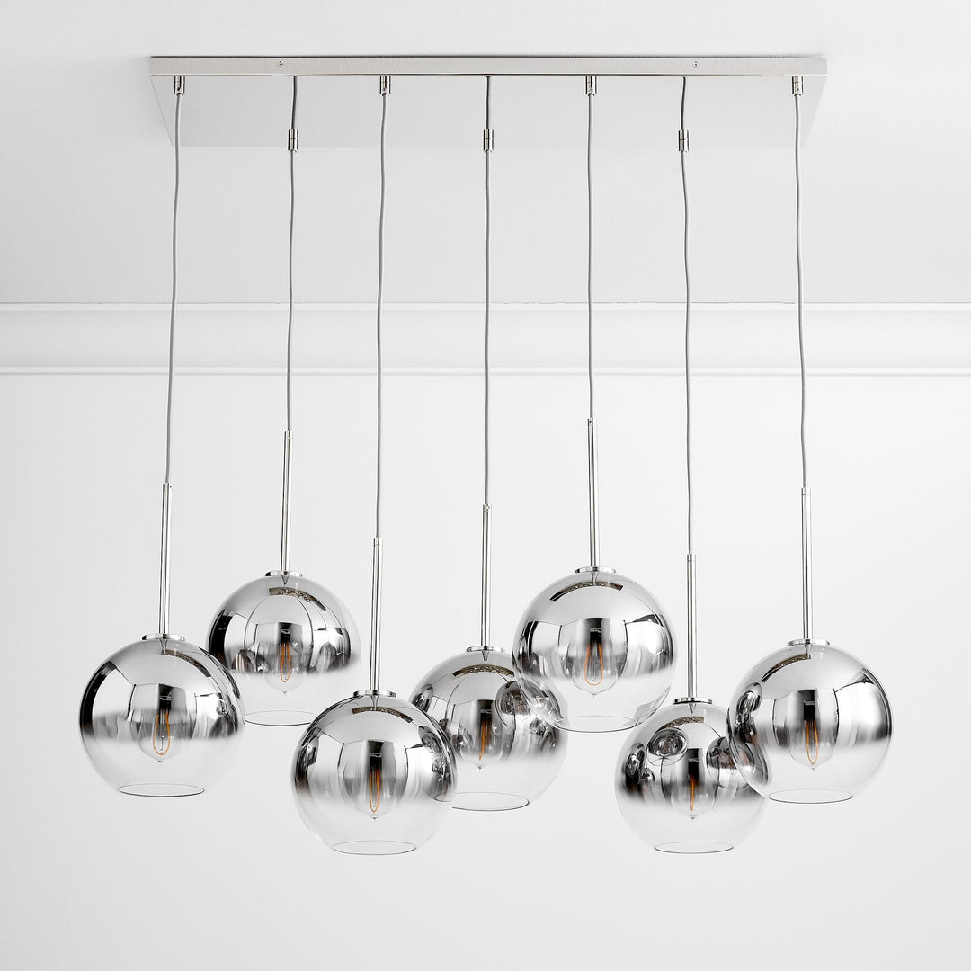Selvion Eleganter 7-Licht Kugel Kronleuchter – Glas Pendelleuchte