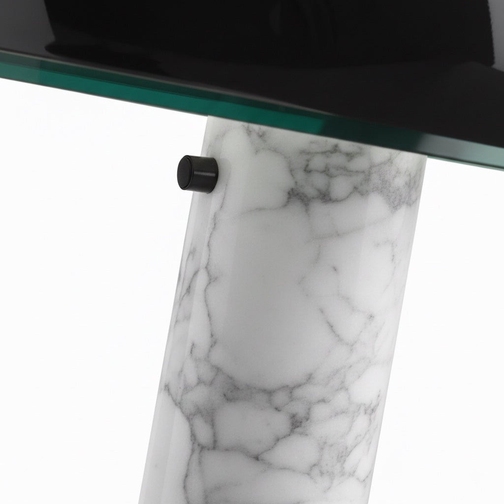 Lámpara de Mesa Estratagema Divertida Slantia - Diseño con Pantalla de Vidrio y Base de Mármol para Sala de Estar o Dormitorio N45