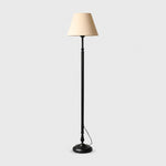 Charger l'image dans la visionneuse de galerie, Vintage black iron floor lamp with deep beige fabric shade