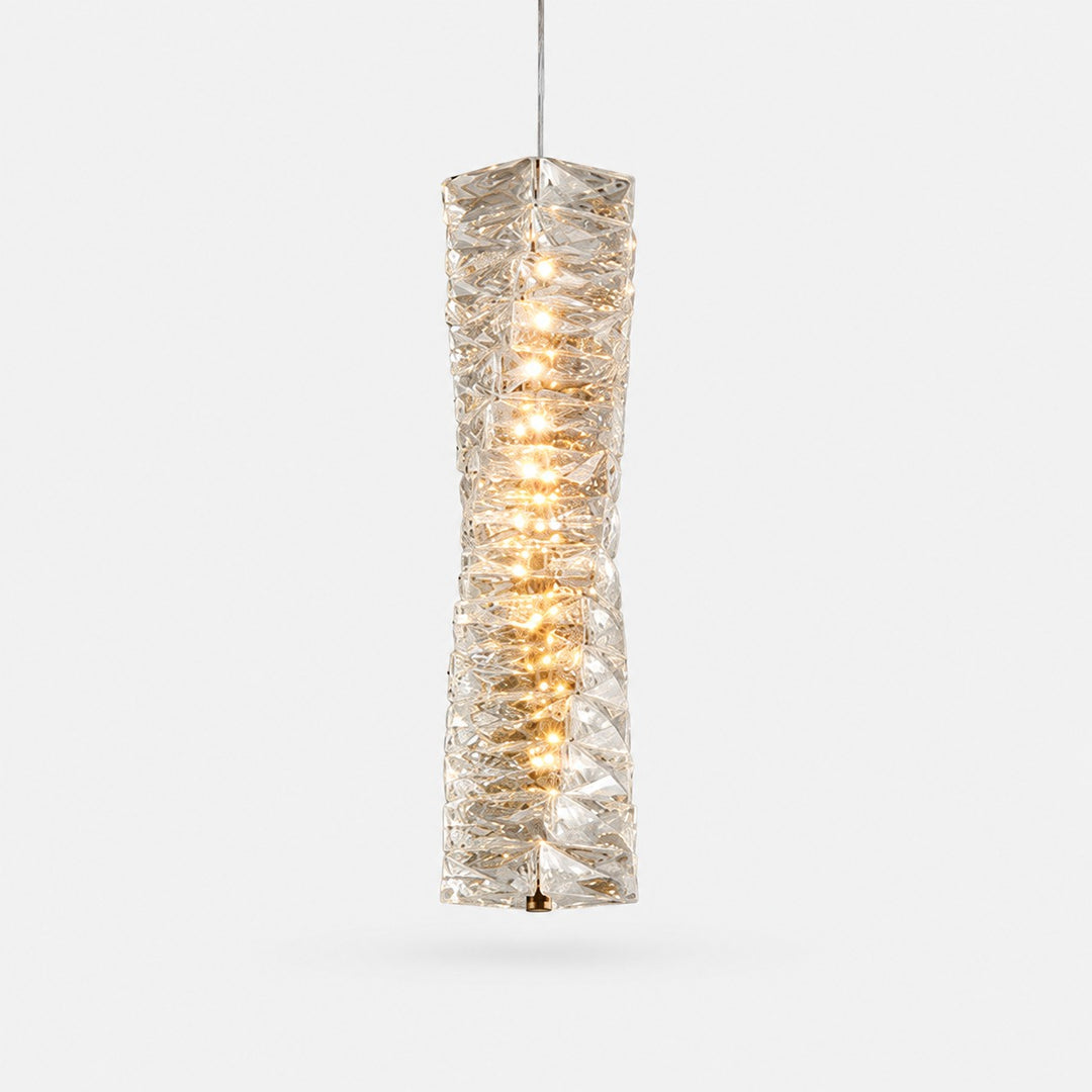 Sculptural Crystal Column LED Pendant Light